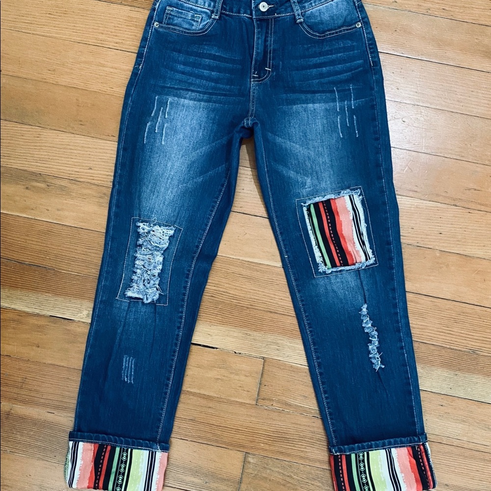 L&B Johnny Was serape crop jean